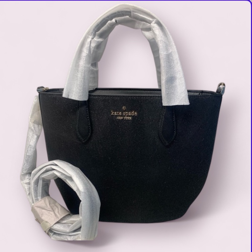 KATE SPADE Glimmer Glitter Satchel – Black – NWT